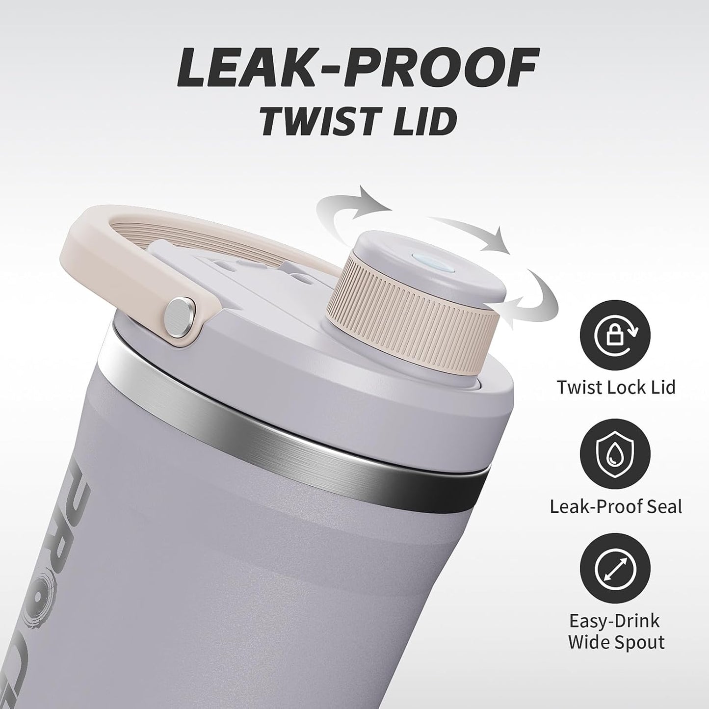 PROCHAIN Insulated Stainless Steel Shaker Bottle, Metal Shaker Cup for Protein Shakes with Storage, Leak-Proof Twist Lock Lid, Perfect for Gym Sports, 20 oz