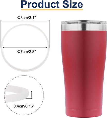 uxcell 16oz or 20oz Replacement Rubber Lid Seals, 2 Pcs 2.4" Diameter O Shaped Resealable Lid Gaskets for Stainless Steel Insulated Tumbler Mugs Cups Vacuum, White