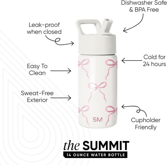 Simple Modern Kids Water Bottle with Straw Lid | 14oz Insulated Stainless Steel Kids Tumbler & Spill Proof Toddler Cup for School, Girls, Boys | Summit | Chloe Floral - Colors B