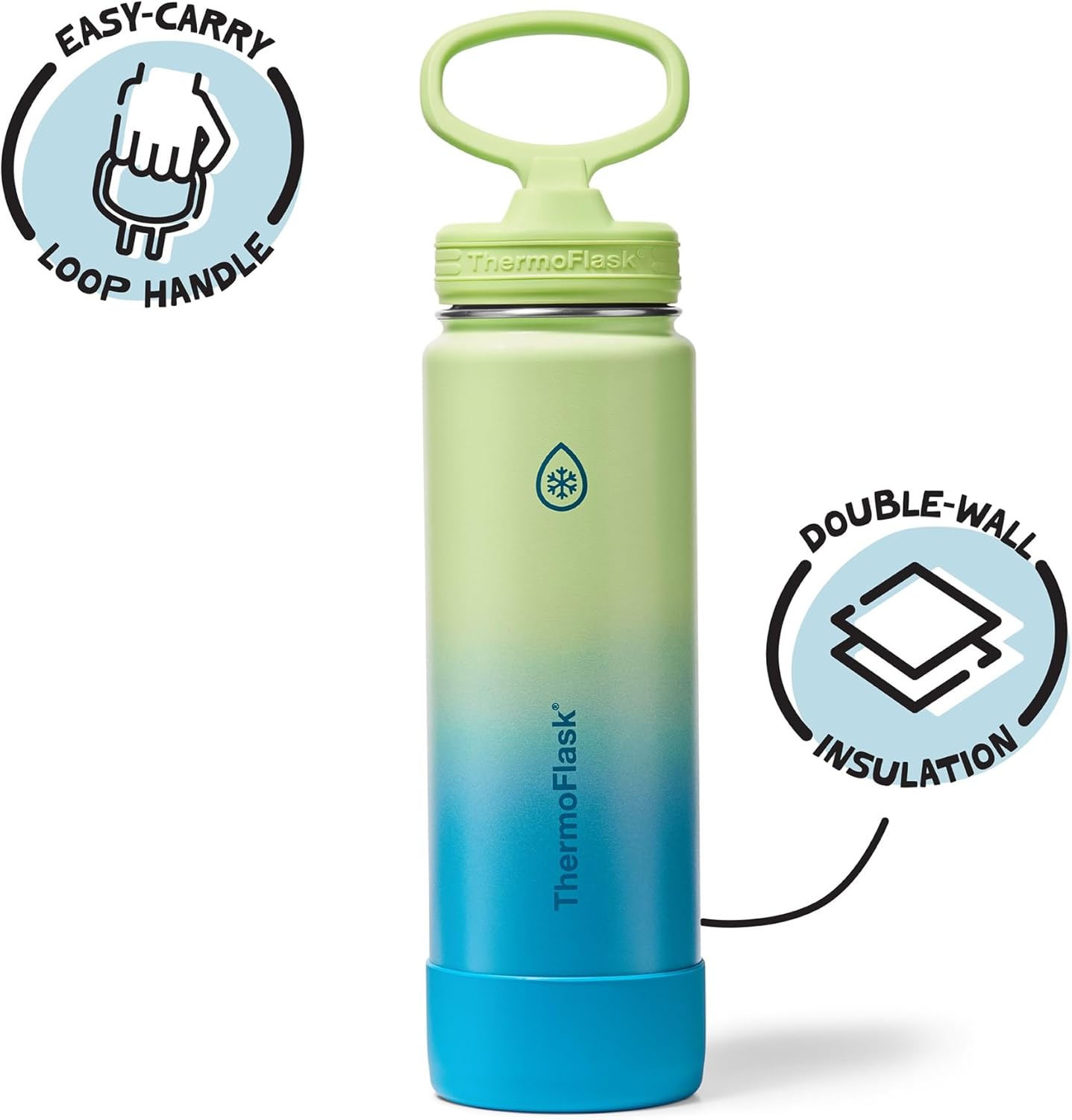 ThermoFlask Insulated Water Bottle with Spout Lid (24 oz, Lemonade Stand) - Leakproof, Stainless Steel Water Bottle for Cold & Hot Drinks, Travel & Daily Hydration