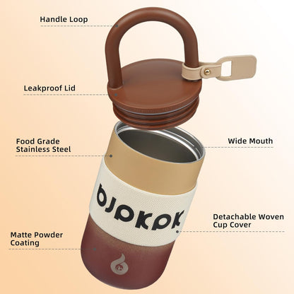 BJPKPK 13oz Insulated Stainless Steel Loop Tumbler With Lid And Handle Travel Coffee Mug Thermal Cup,Latte