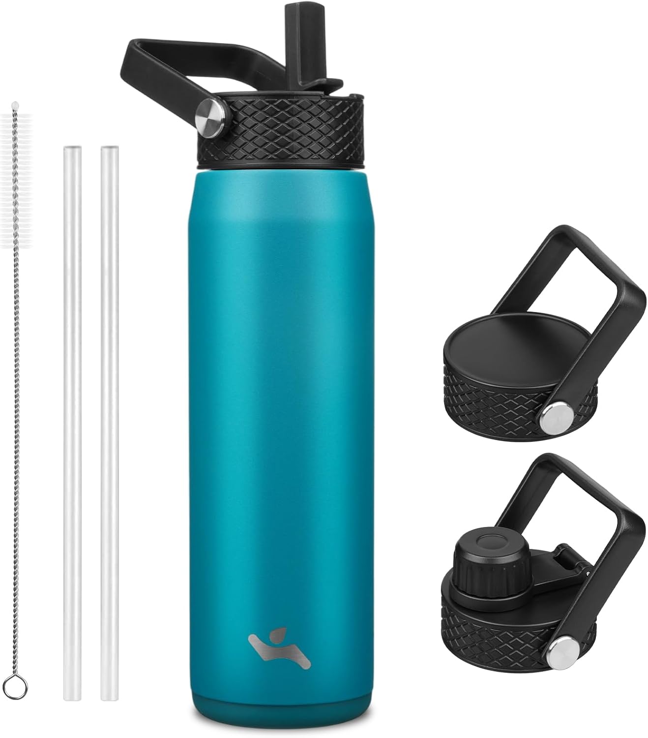 Konokyo 22oz Stainless Steel Bottles with 3 Lids Sport Insulated Water Bottle,Mint
