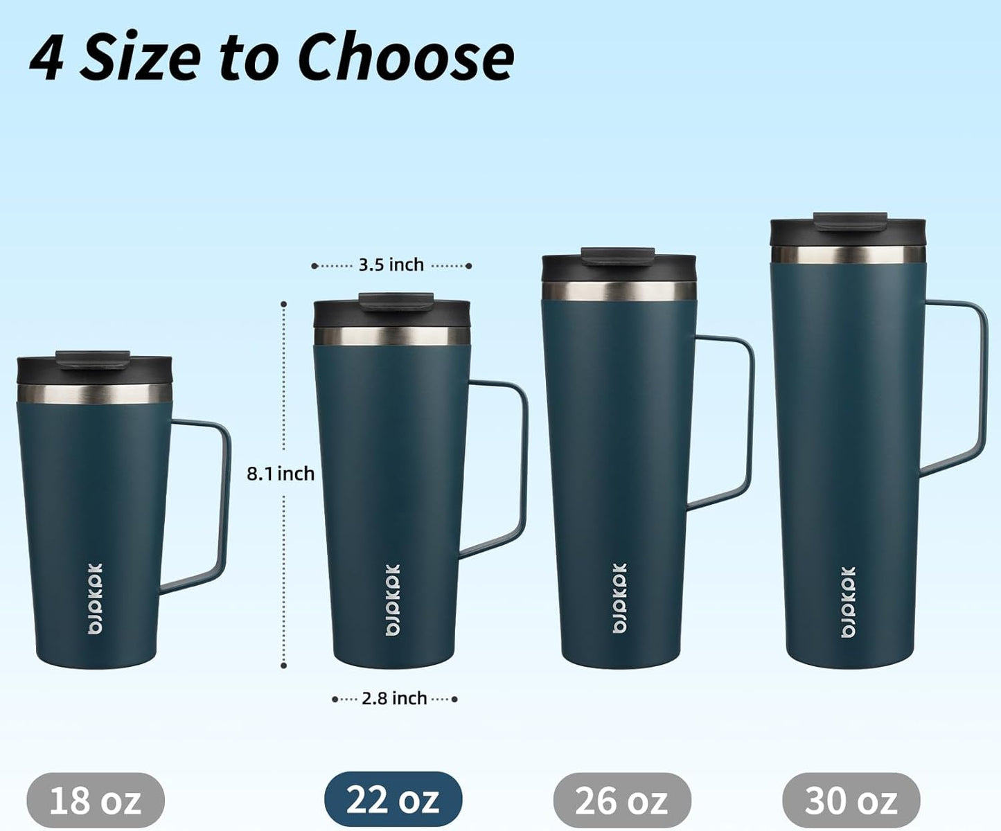 BJPKPK Insulated Tumbler with Handle, 18oz Insulated Tumblers with Lid and Straw, Stainless Steel Metal Water Bottles, Coffee Travel Mugs, Cups, Marshmallow