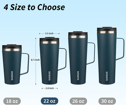BJPKPK Insulated Tumbler with Handle, 18oz Insulated Tumblers with Lid and Straw, Stainless Steel Metal Water Bottles, Coffee Travel Mugs, Cups, Marshmallow
