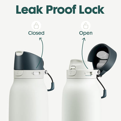 Meoky 24 oz Slim Insulated Water Bottle: Leak Proof Locking Lid, 2-in-1 Straw and Spout, 24 Hours Cold, Top Handle, BPA Free, Stainless Steel Water Bottle for Men Sports Travel Gym, Night