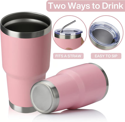MEWAY 30oz Tumbler Double Wall Vacuum Insulated Travel Mug, Stainless Steel Tumbler with Lid, Durable Powder Coated Insulated Coffee Cup for Cold & Hot Drinks (Silver,1 PACK)