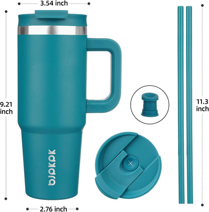 BJPKPK 30oz Stainless Steel Insulated Tumbler With Handle And Lid Straw Travel Coffee Mug Thermal Cup,Black