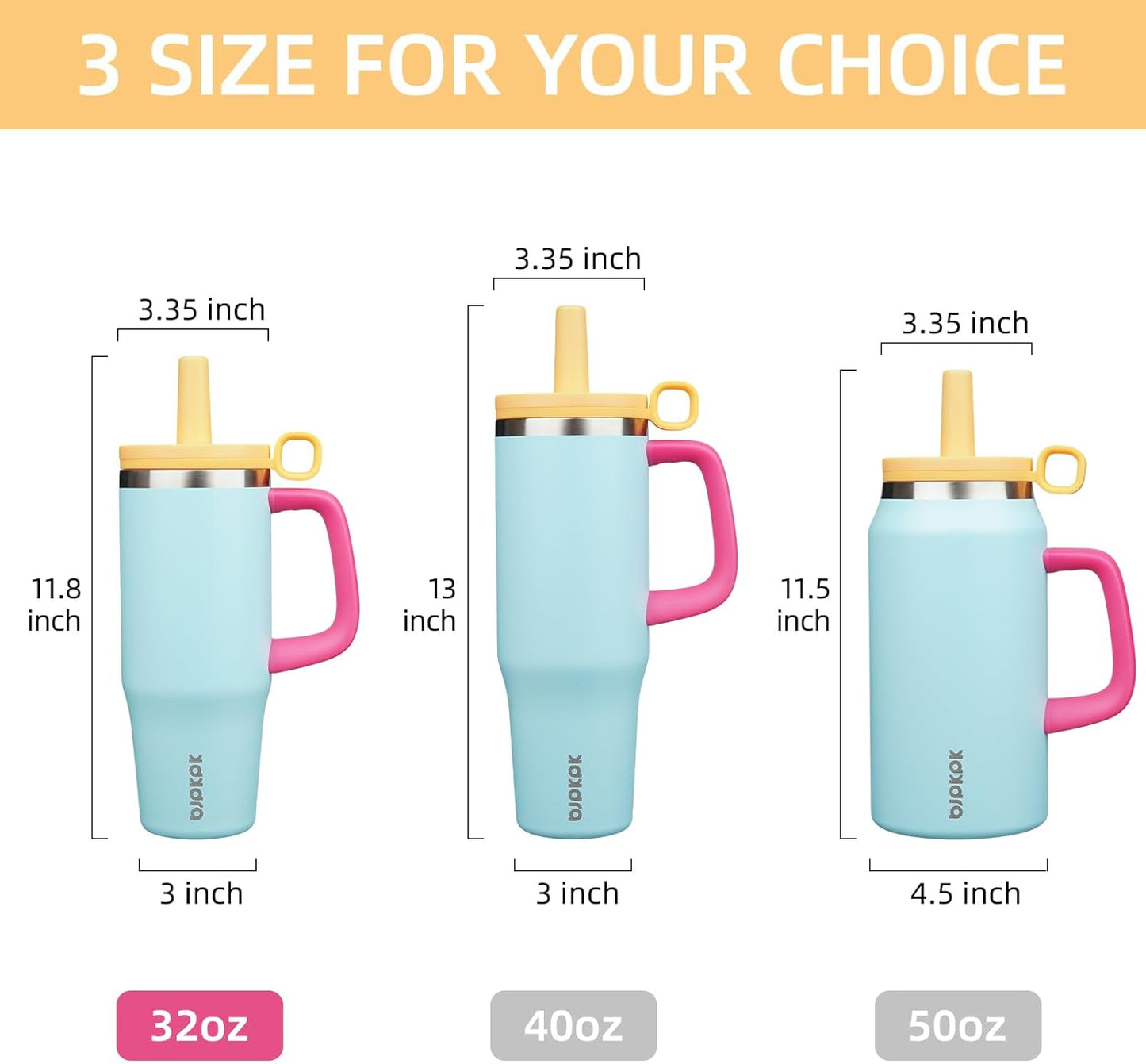 BJPKPK 50oz Insulated Tumbler with Handle Stainless Steel Travel Coffee Mug with Lid Reusable Large Water Bottle with Straw,Sky