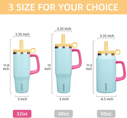 BJPKPK 50oz Insulated Tumbler with Handle Stainless Steel Travel Coffee Mug with Lid Reusable Large Water Bottle with Straw,Sky