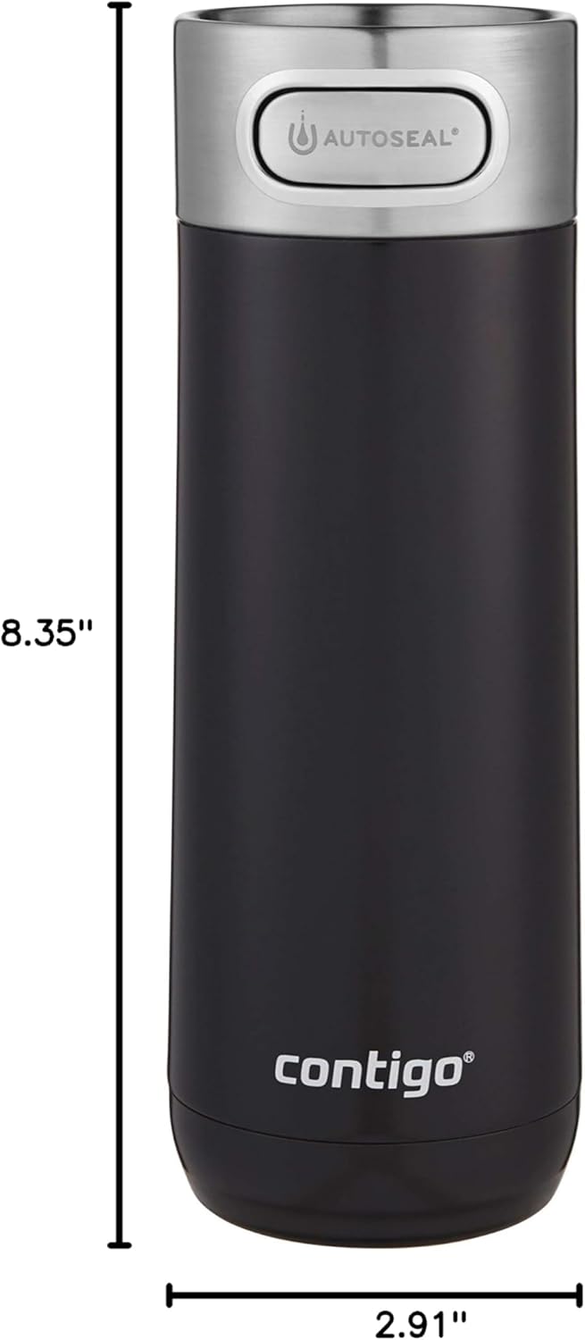 Contigo Luxe Vacuum-Insulated Stainless Steel Thermal Travel Mug 16 Ounces Stainless Steel