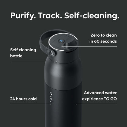 LARQ PureVis 2 Self Cleaning Water Bottle - UV Water Purifier with Filter Straw, Smart App Hydration Tracking, Insulated Stainless Steel