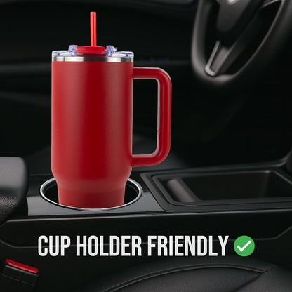 Hogg Big Swig 40 oz Tumbler with Handle and Straw - Red, 40oz Insulated Stainless Steel, Water Tumbler with Straw, Water Cup with Handle, Versatile Leak Proof Lid