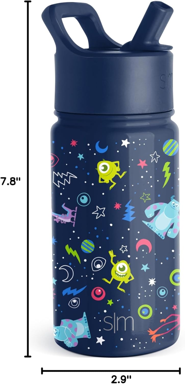 Simple Modern Disney Minnie Mouse Kids Water Bottle with Straw Lid | 14oz Insulated Stainless Steel Kids Tumbler & Spill Proof Toddler Cup for School, Girls, Boys | Summit | Minnie Mouse Fun - Colors A