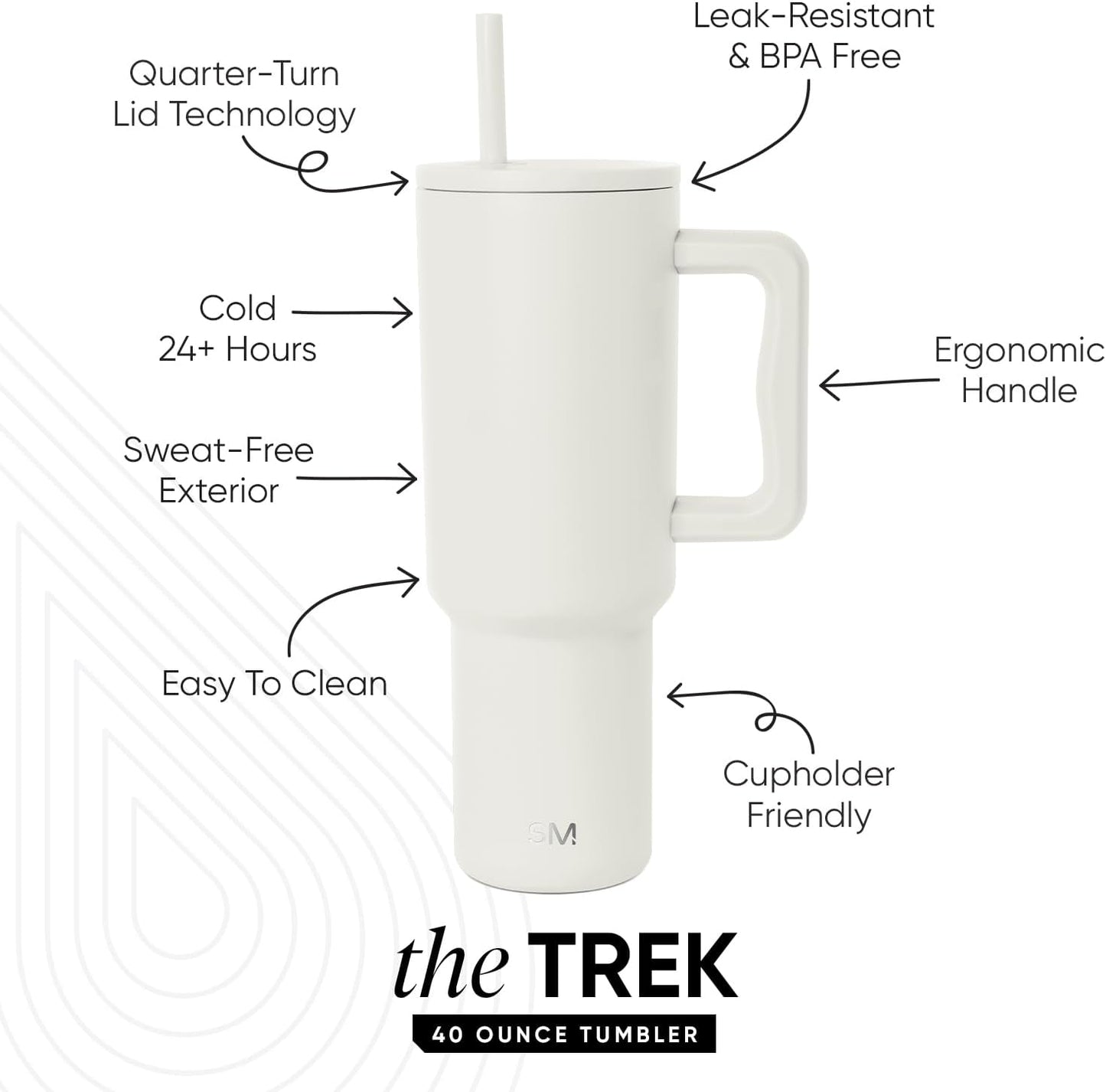 Simple Modern 40 oz Trek Tumbler with Handle and Straw Lid | Cup Holder Friendly Insulated Stainless Steel Travel Mug | Sea Glass Sage - Colors B