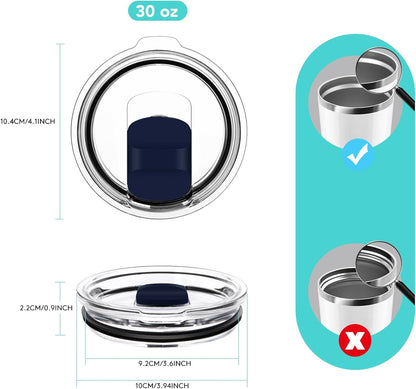 30 oz Tumbler Lid, Replacement Lids Compatible for YETI 30/32 oz Tumbler, 14 oz Mug and 35 oz Straw Mug, 2 Pack Travel Spill Proof Cup Lids Covers with Magnetic Slider Switch, BPA Free