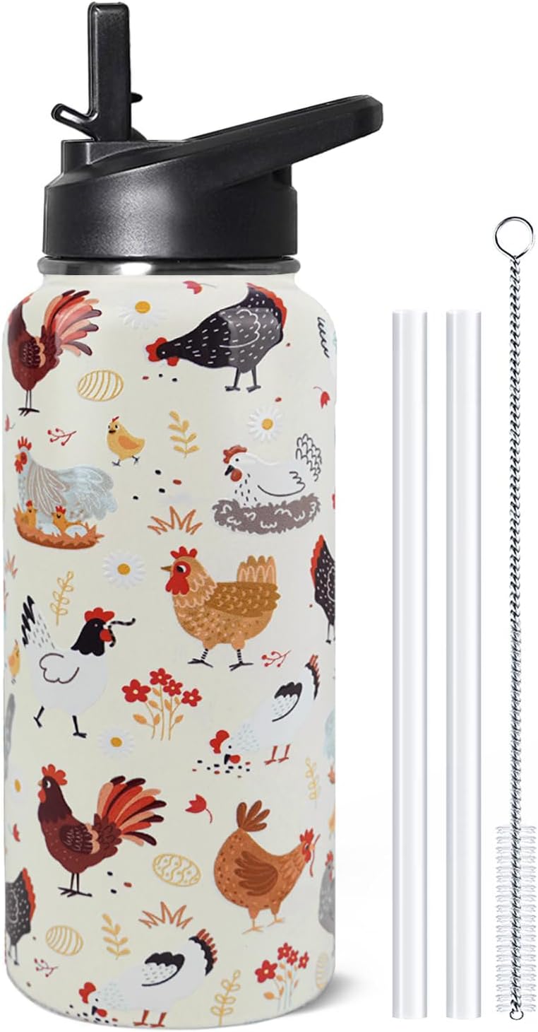 32 oz Pickleball Insulated Water Bottle with Straw - Pickleball Gym Hiking Sports Coffee Mug | Perfect Pickleball Gifts for Women, Pickleball Decor Accessories