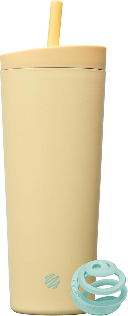 BlenderBottle 2-in-1 Insulated Stainless Steel Shaker Tumbler, Swig Leakproof Lid, Straw, BlenderBall, BPA Free, For Protein Shakes, Smoothies, And Pre Workout, 24 oz, Purple/Blue (Moon Mist)