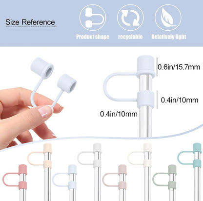 6PCS Silicone Straw Covers Cap Compatible with Stanley Cup 30&40oz Tumbler with Handle 10mm Straw Toppers，Straw Tips Lids Dust-Proof Reusable for Stanley Cup Accessories (White)