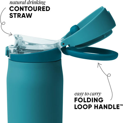 Simple Modern Mesa Loop Water Bottle with Covered Straw and Handle | 24oz Cup Holder Friendly Insulated Stainless Steel Bottles for Travel, Sports and School | Iris Sage - Colors A