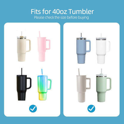 40 oz Stainless Metal Straws for 40 oz Stanley Tumbler, 6Pcs Reusable Straight Long Steel Straws with 12 Silicone Tips and 2 Straw Cleaning Brushes (6Color1, 40oz)