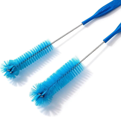 15.5 Inch Long Bottle Brush with 360° Rotating Head - Soft Bristles for Washing Glass, Narrow Neck Bottles, Wine Bottles, Vase, Hummingbird Feeder, Dishwasher Hose & Aquarium Tube, 2 Pack