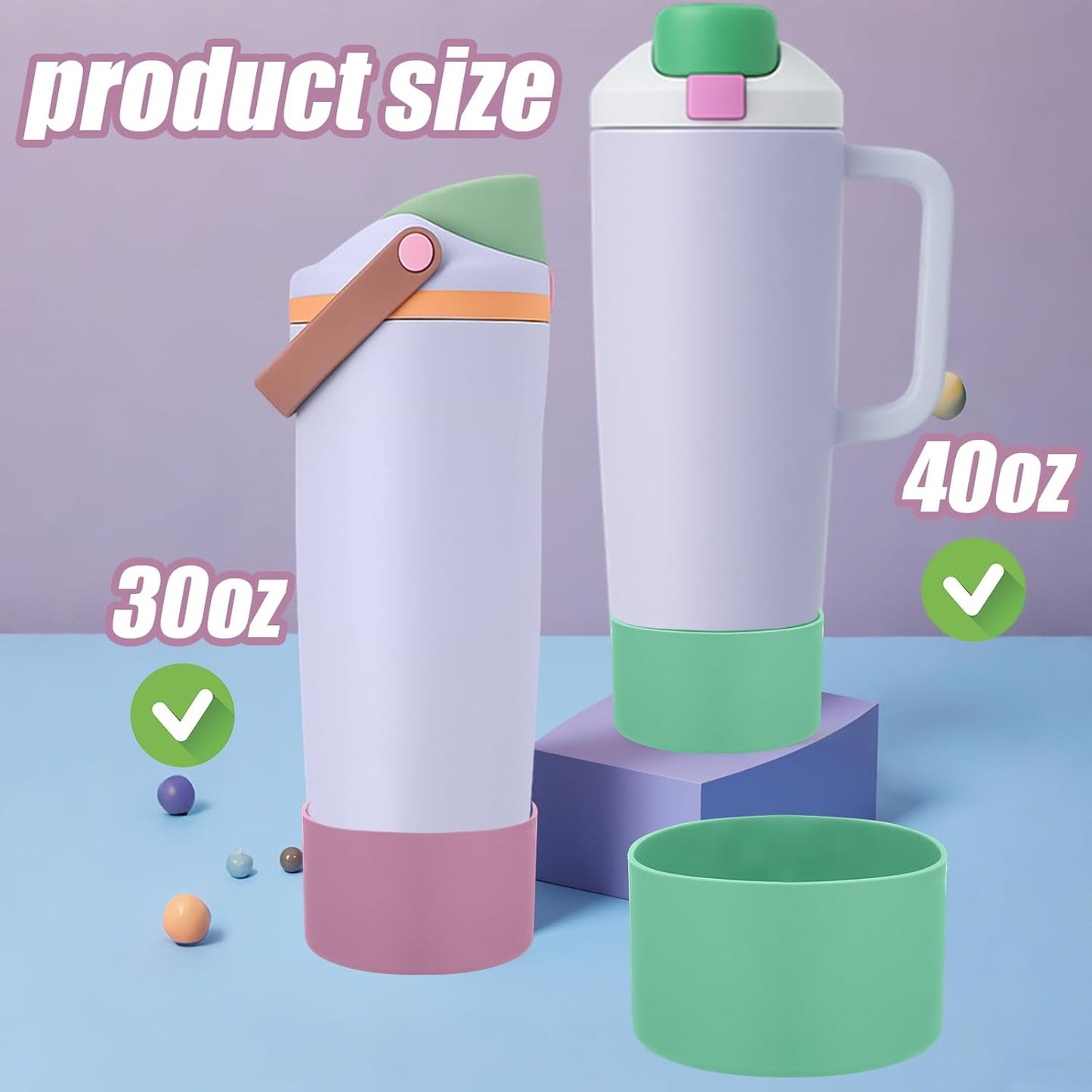 Mity rain 2PCS Protective Silicone Boots for Owala 30oz & 40oz FreeSip Sway Bottles & Tumblers - Accessories for owala, Enhances Stability & Prevents Scratches(Black Cherry)