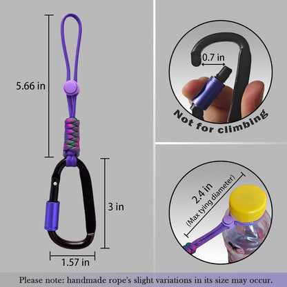 Paracord Keychain/Carabiner Clip - Jaymokes D Ring Metal Hook for Water Bottle, Key, Backpacks and More