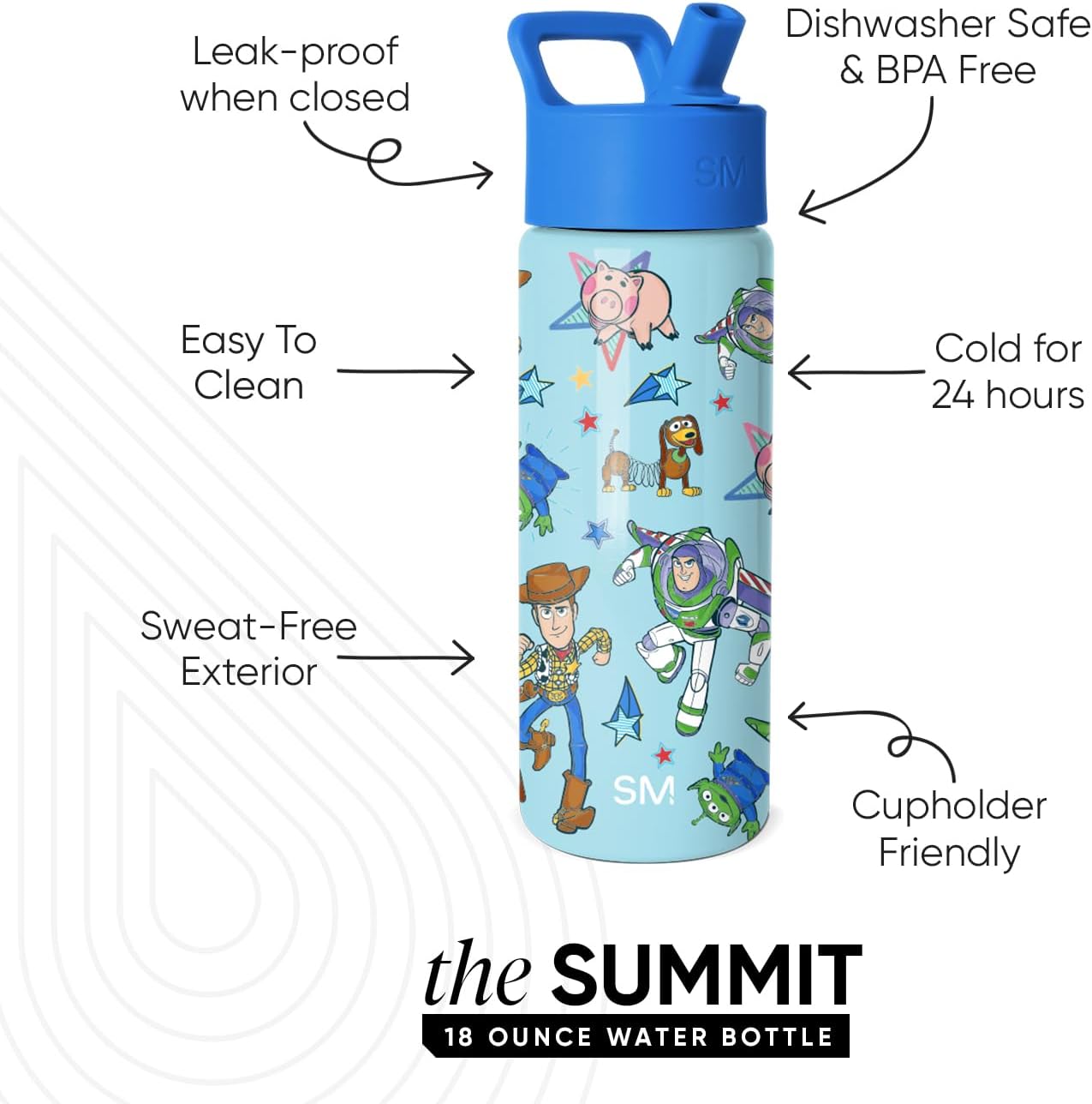 Simple Modern Disney Minnie Mouse Kids Water Bottle with Straw Lid | 14oz Insulated Stainless Steel Kids Tumbler & Spill Proof Toddler Cup for School, Girls, Boys | Summit | Minnie Mouse Fun - Colors B