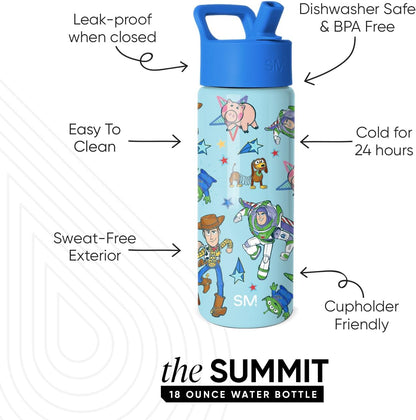 Simple Modern Disney Minnie Mouse Kids Water Bottle with Straw Lid | 14oz Insulated Stainless Steel Kids Tumbler & Spill Proof Toddler Cup for School, Girls, Boys | Summit | Minnie Mouse Fun - Colors B