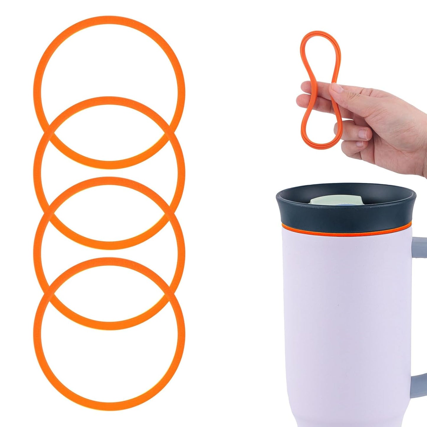 BOXOB 4pcs Gasket Replacement for Owala 40oz Tumbler, Silicone O Ring Water Bottle Ring Seal Lid Gasket Replacement Parts Accessories Compatible with Owala 40oz Stainless Steel Cup (Grey)