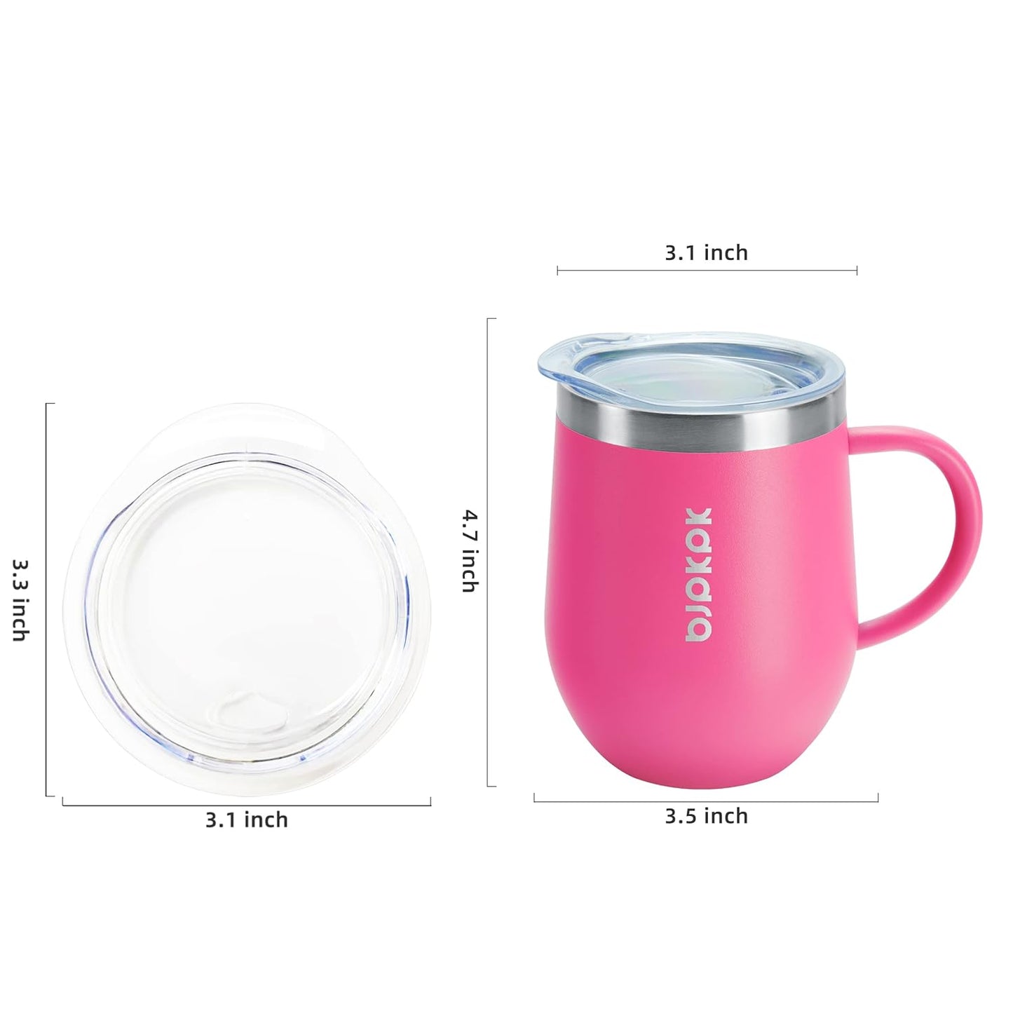 BJPKPK 2 pcs Insulated Coffee Mug, 14oz Insulated Tumbler with Lid, Stainless Steel Coffee Cups with Splash Proof Lid-White