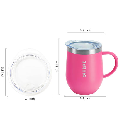 BJPKPK 2 pcs Insulated Coffee Mug, 14oz Insulated Tumbler with Lid, Stainless Steel Coffee Cups with Splash Proof Lid-White