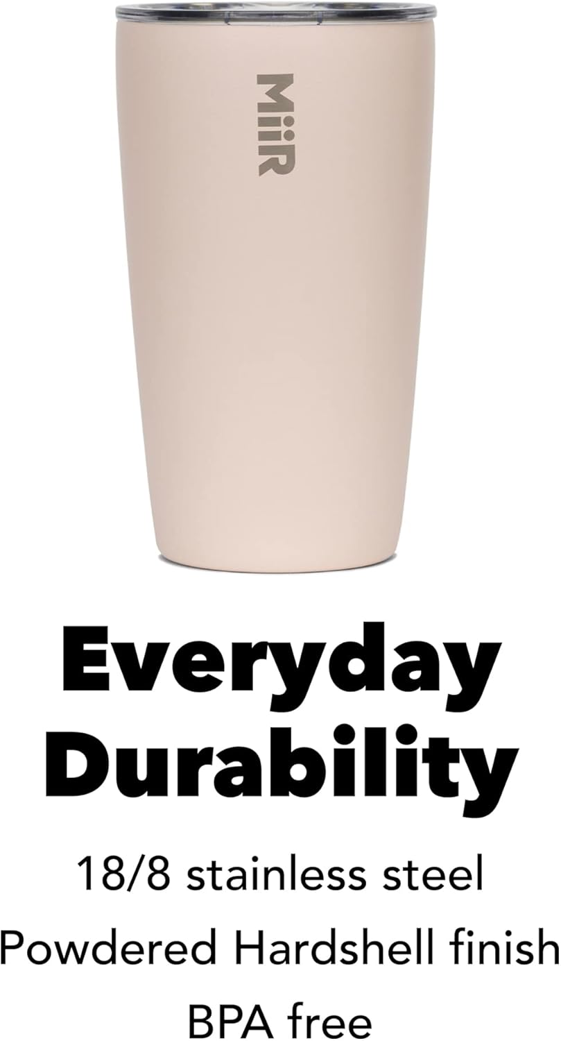 MiiR Tumbler, 12oz Insulated Stainless Steel with Press Fit Slide Lid – Splash Proof Design, Holds Hot & Cold Beverages, Stylish & Functional Cup Holder Compatible