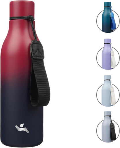 Konokyo Insulated Water Bottle with Strap,18 oz Double Wall Stainless Steel Vacuum Bottles Metal Water Flask,Macaron Green - Colors B