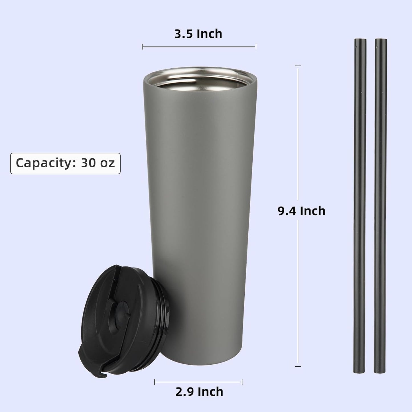 Konokyo 30 OZ Insulated Tumbler with Lid and 2 Straws Stainless Steel Water Bottle Vacuum Travel Mug Coffee Cup,Pastel Sunset