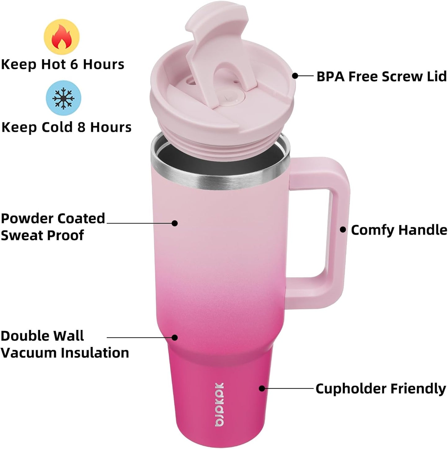 BJPKPK 30oz Stainless Steel Insulated Tumbler With Handle And Lid Straw Travel Coffee Mug Thermal Cup,Black