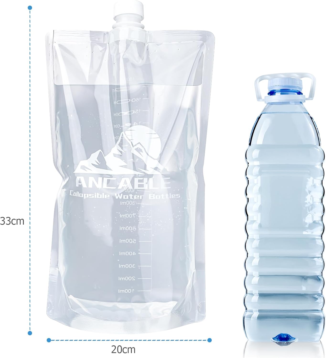 Ancable 33oz (1L) Collapsible Water Bottles, 3-Pack Reusable Travel Foldable Water Bottles for Hiking Camping Running Bike, BPA-Free Water Bottle