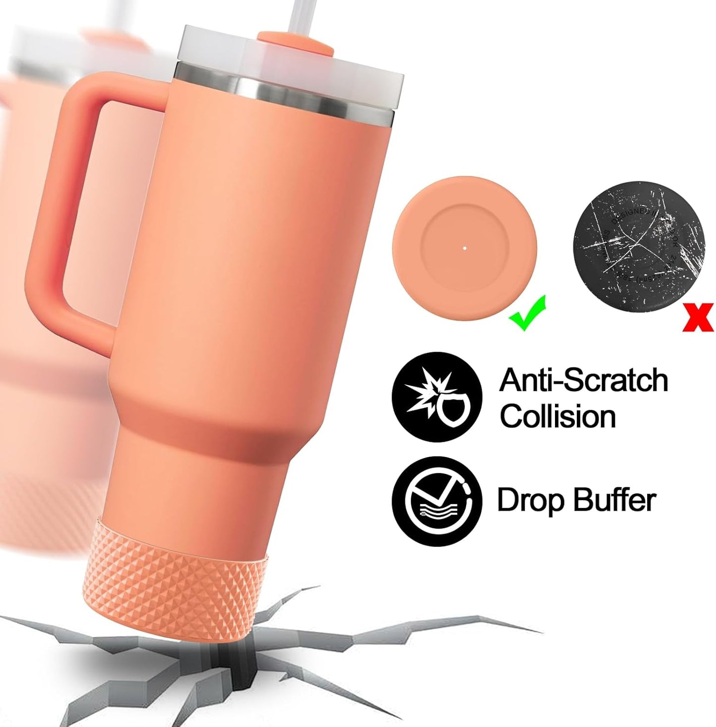 WUQID Water Bottle Boot, Diamond Silicone Boot Compatible with Stanleyy Tumbler 20-40oz & Hydroo Flask Bottle 12oz-24oz, Reduces Dents Sleeve Cover for More Bottles/Tumblers Bottom of 2.83-2.95in