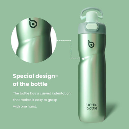 BOTTLE BOTTLE Insulated Water Bottle 24 oz with Handle and Flip Tops Lids Stainless Steel Water Bottle Push Button Lid Leak proof Portable for Running Travel Sports Hiking blue
