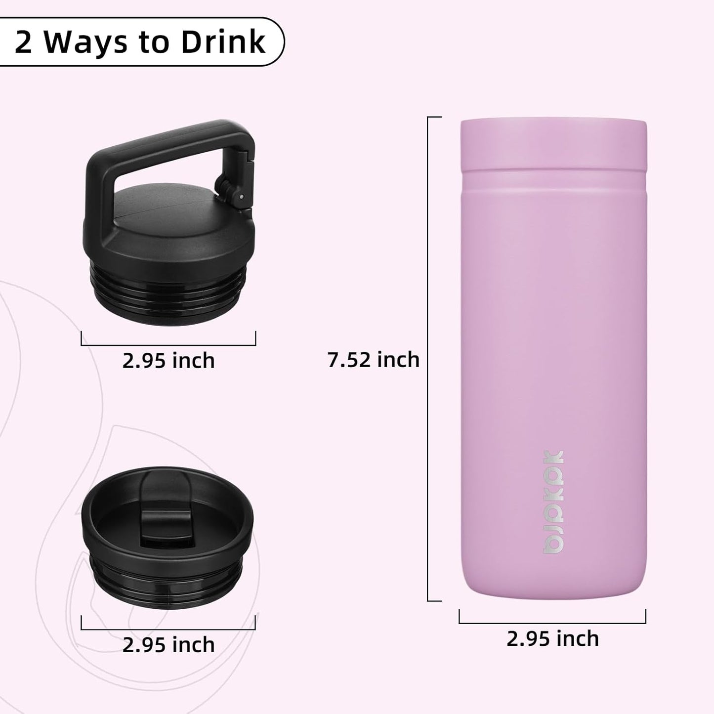 BJPKPK Insulated Water Bottle with 2 Lids,20 oz Double Wall Stainless Steel Vacuum Tumbler Travel Coffee Mug,Wide Mouth Thermal Cup,Haze Blue