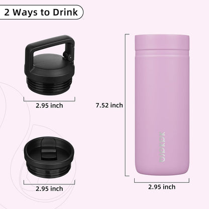 BJPKPK Insulated Water Bottle with 2 Lids,20 oz Double Wall Stainless Steel Vacuum Tumbler Travel Coffee Mug,Wide Mouth Thermal Cup,Haze Blue