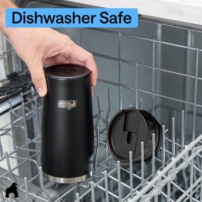 GORILLA GRIP 304 Stainless Steel Double Insulated Travel Coffee Mug, Leakproof Lid with Smooth Sip Top, Prevent Spills, Dent & Rust Resistant Reusable Tumbler Cup, Thermal Mugs for Drinks, 20oz, Black