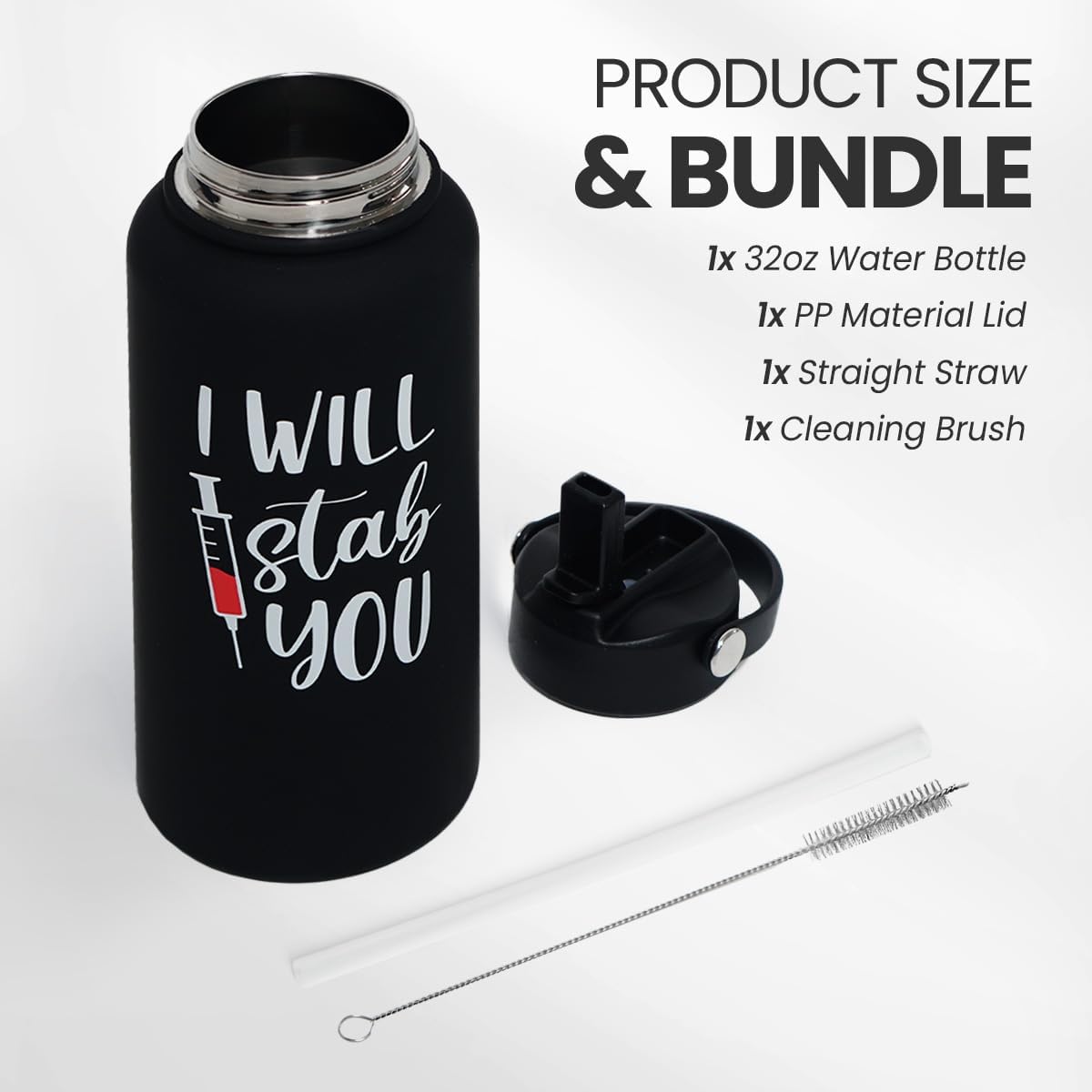 SANDJEST Pickleball Gift for Women, Water Bottle Stainless Steel 32oz with Lid & Straw, Sport Insulated Bottles Gifts for Girls Friends Teens Birthday Christmas
