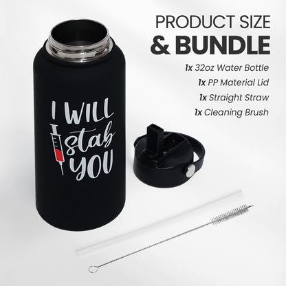 SANDJEST Pickleball Gift for Women, Water Bottle Stainless Steel 32oz with Lid & Straw, Sport Insulated Bottles Gifts for Girls Friends Teens Birthday Christmas