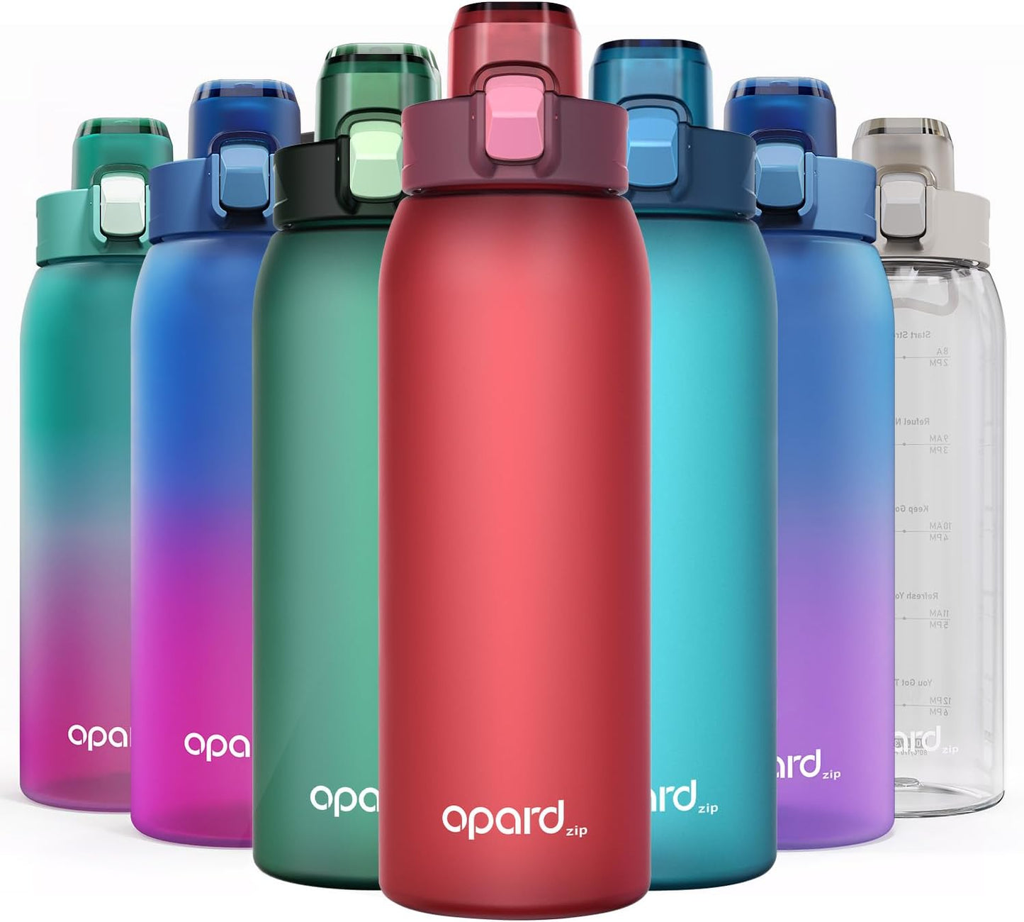 Opard Zip 32oz Plastic Water Bottle Dishwasher Safe, Leakproof Flip-Top Lid, BPA Free Tritan, Wide Mouth Reusable Sports Water Bottle for Gym Hiking Commuting Outdoor Travel and School