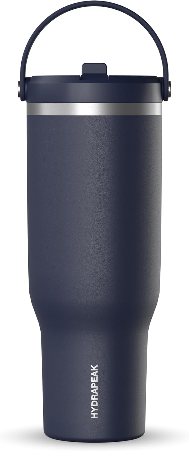 Hydrapeak Nomad 32oz Insulated Stainless Steel Travel Tumbler with Handle & Straw Lid, Leakproof, Cupholder Friendly, Keeps Drinks Cold 24 Hours, Reusable Bottle for Daily Hydration (Pale Sage)