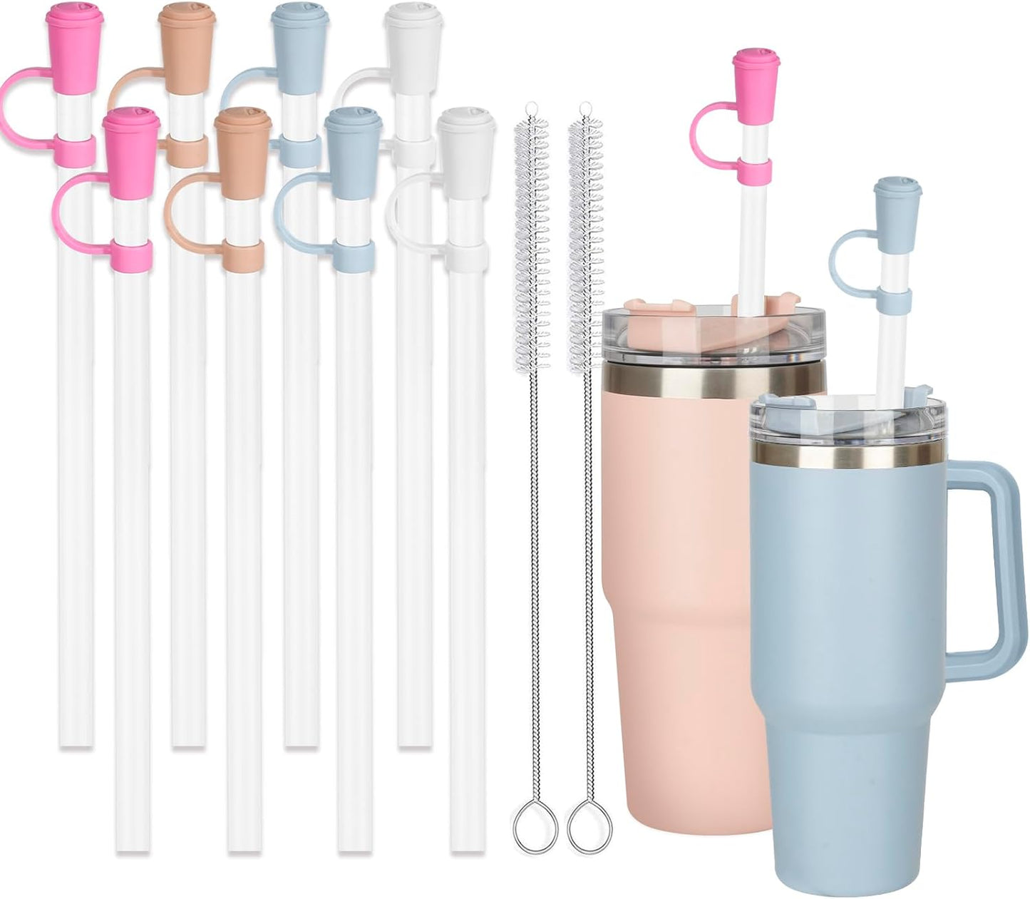 6 Straws with Cover Cap for Stanley 40oz Tumbler Replacement, Reusable Straw with Stopper Tips, Perfect for Stanley Cup with Handle H2.0, 14, 20, 30, 40oz Accessories