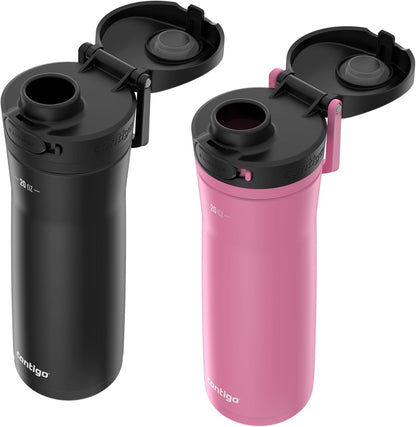 Contigo Jackson Chill 2.0, Vacuum-Insulated Stainless Steel Water Bottle with Secure Lid, Leak-Proof Travel Friendly, 20oz Capacity, Blueberry Color, Keeps Drinks Cold for 12 Hours