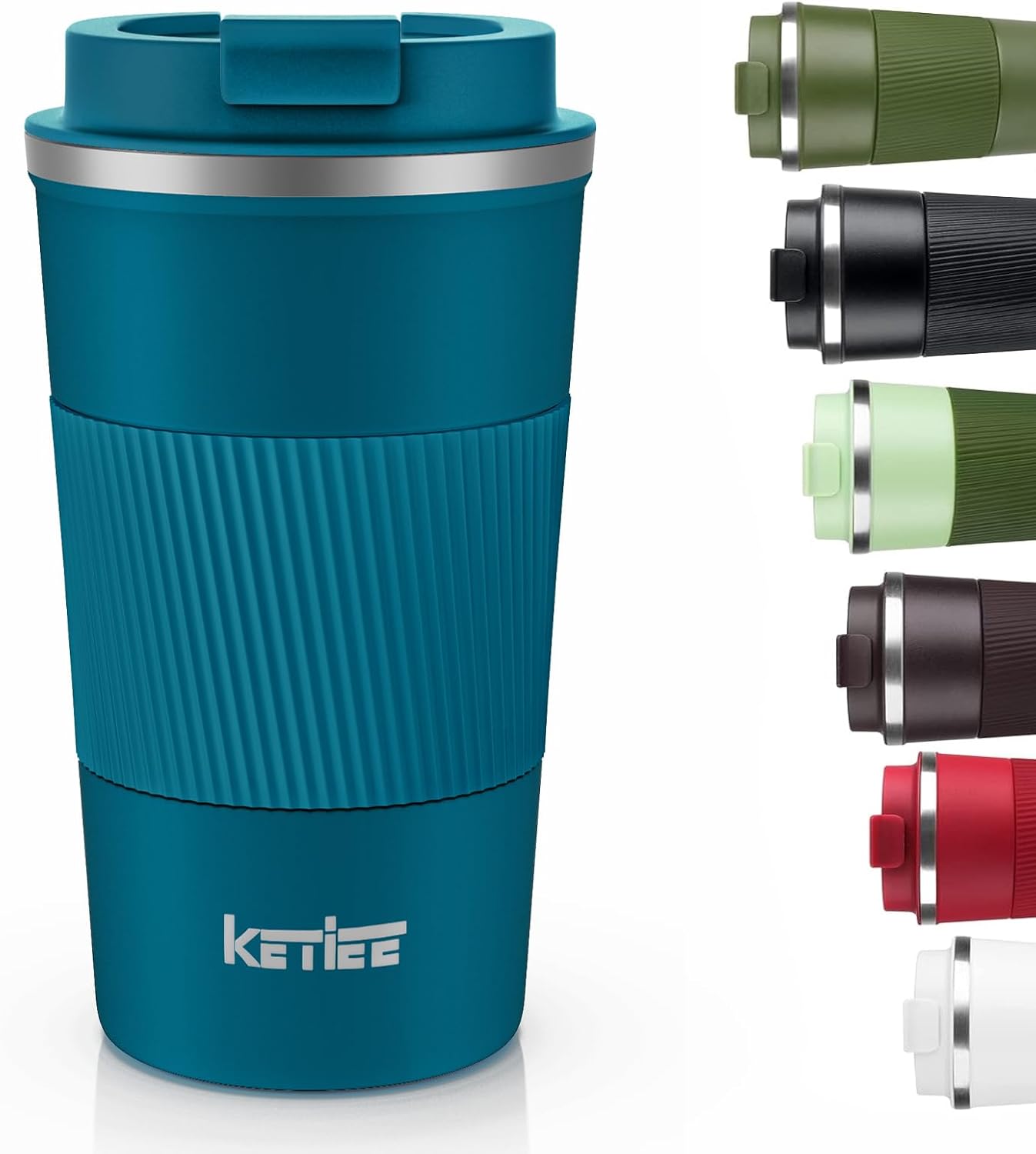 KETIEE Travel Coffee Mug Spill Proof 12oz, Insulated Travel Mug to Go, Reusable Coffee Cup with Seal Lid, Vacuum Stainless Steel Tumbler for Hot/Cold Drinks (Red)