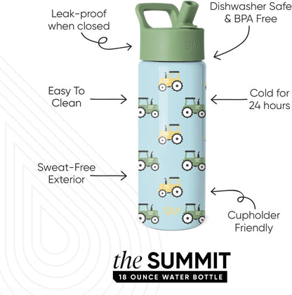 Simple Modern Kids Water Bottle with Straw Lid | 14oz Insulated Stainless Steel Kids Tumbler & Spill Proof Toddler Cup for School, Girls, Boys | Summit | Chloe Floral - Colors B